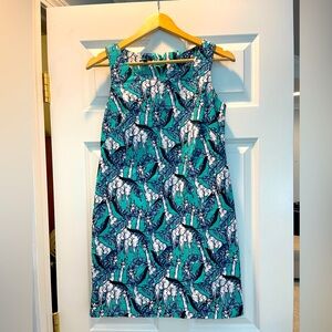 Talbots Dress | 🔵🟢 | 🦒 print | zipper and bow in back | Size 2P